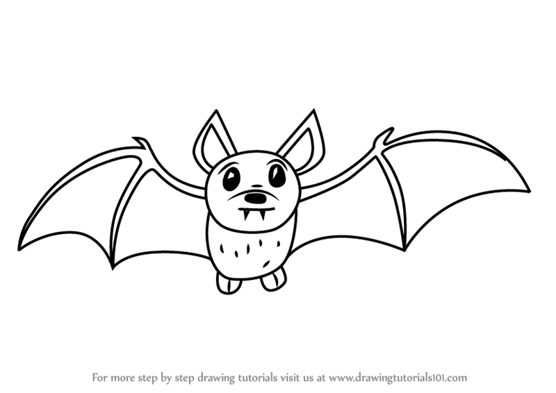 how to draw Cartoon Little Brown Bat step 0