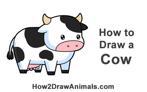 how to draw cute cartoon cow
