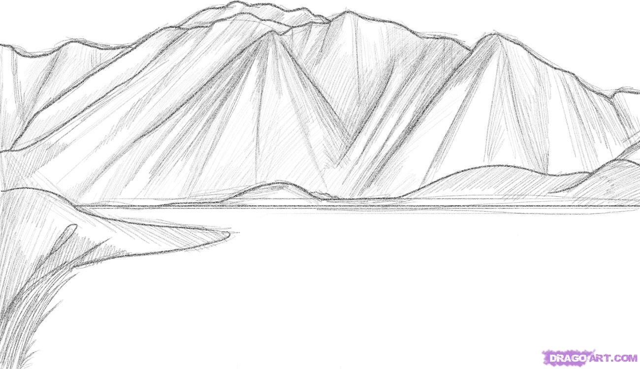 how to draw mountains step 4