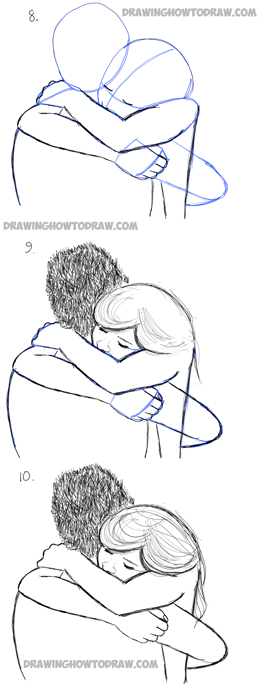 howtodraw hugs 2people hugging tutorial2