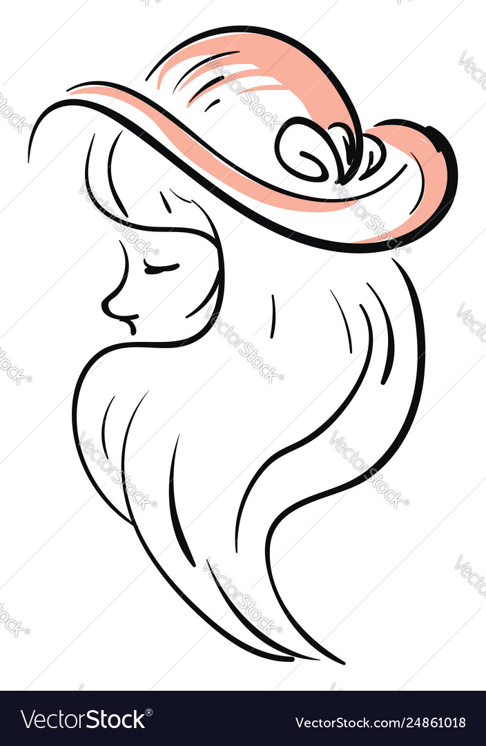 sketch a woman wearing hat basic rgb on white vector 24861018