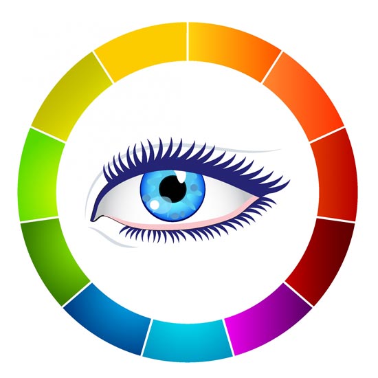Eye design in colored circle vector
