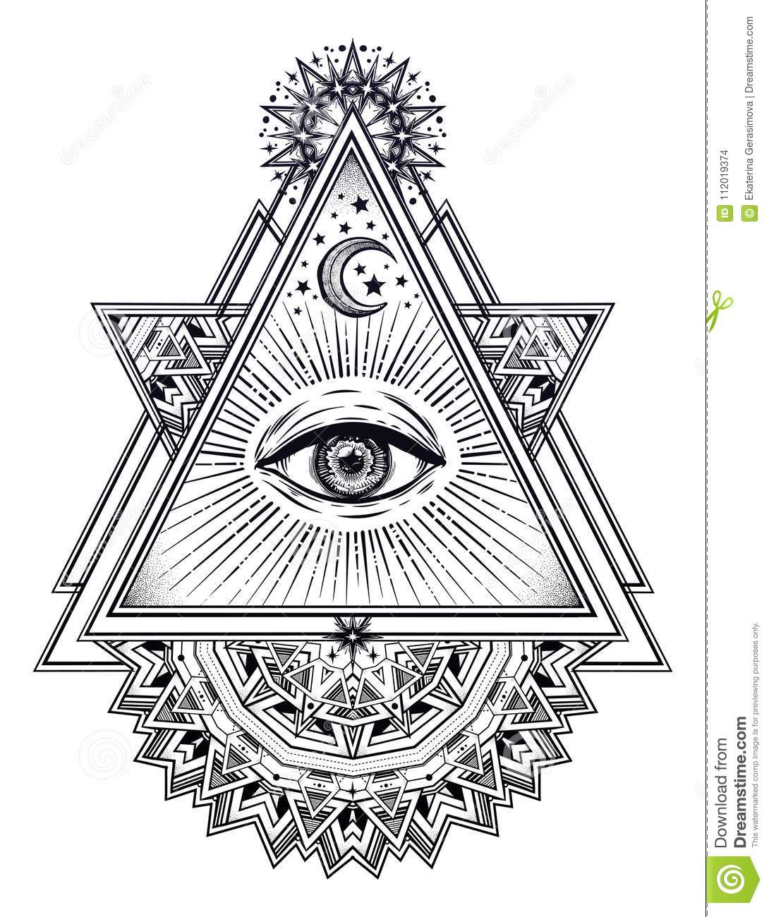 triangle composition sacred geometry eye vision god providence alchemy religion spirituality occultism art isolated vector 112019374