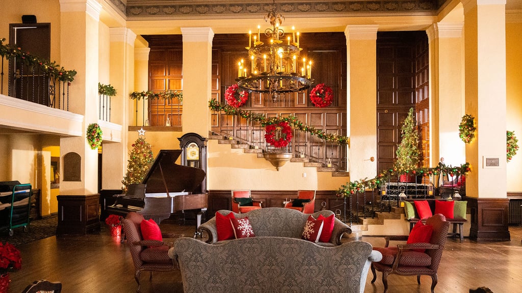 Red Christmas Decor Zoom Background