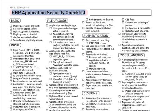 php application security checklist